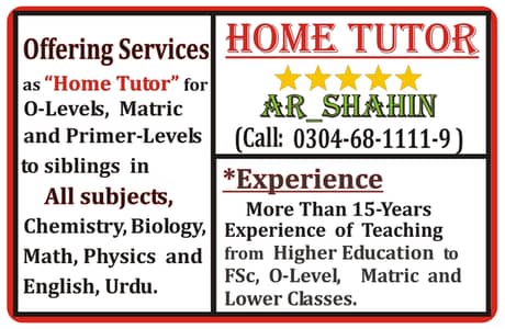 Home Tutor Expert in Teaching Multi Siblings of Different Classes
