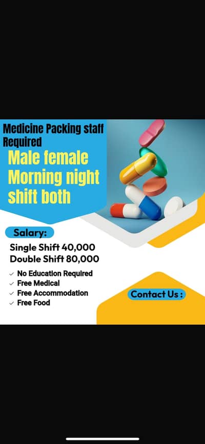 medicine factory worker male female buiscuit packimg easy work