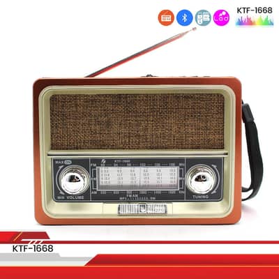 KTF;8-Band Radio Speaker with Bluetooth/USB/TF Music Player/TorchLight