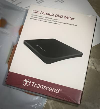 TRANSCEND EXTERNAL DVD WRITER RW SLIM PORTABLE WITH HP DVD+R STACK!