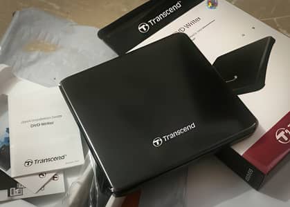TRANSCEND EXTERNAL DVD WRITER RW SLIM PORTABLE WITH HP DVD+R STACK!