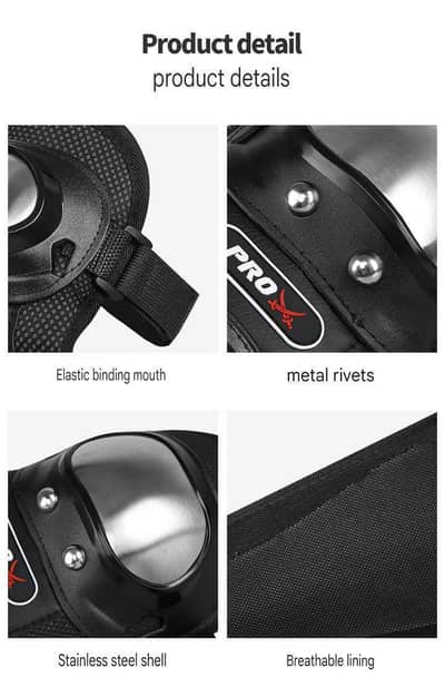 Motorcycle Elbow Pads for Men | Stainless Steel | Anti-Fall (4 Pcs)