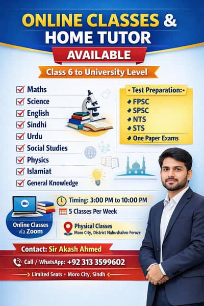 Online / Home Tutor Available