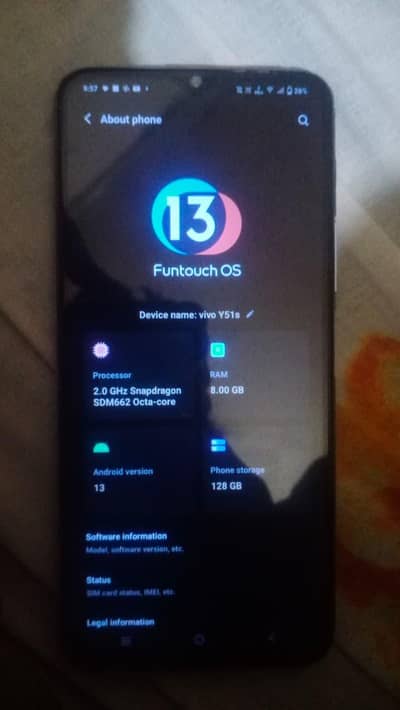 vivo y51s 8////128 gb all ok