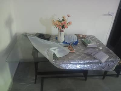 Mirror dining table with 6 chairs