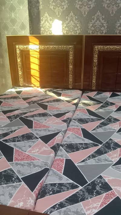 Bed set / single size  2 bed /Wooden bed with side table for sale