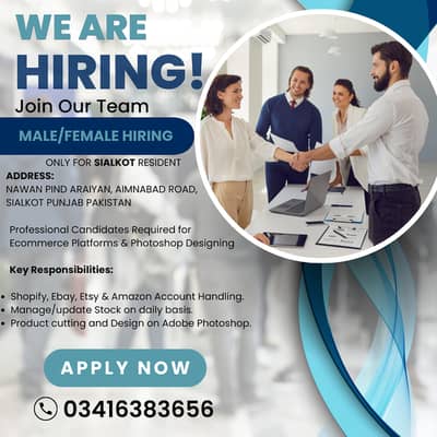 Professional Candidates Required for Ecommerce Platform Male/Female