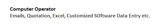 Computer Operator/Data Entry Operator