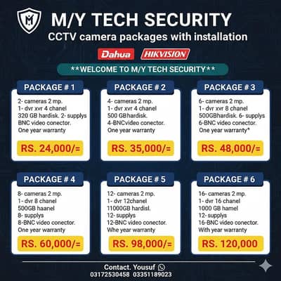 Cctv camera packages with instalation Dahua and hikvision