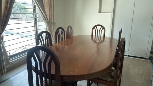 Vintage Wooden Dining Table - 8 Chairs