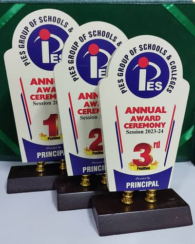 Shield , Awards. Glass shield / Trophies / metal & wood award trophie