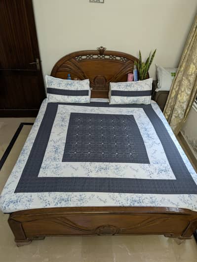 Oak Wood Bed King Size with Mattress