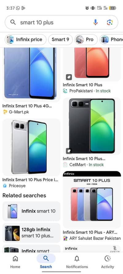 Infinix 4/128 Smart 10 plus just 2 day used 10/10