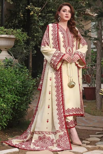 3 Pcs Unstitched Embroidered Suit – Cash On Delivery