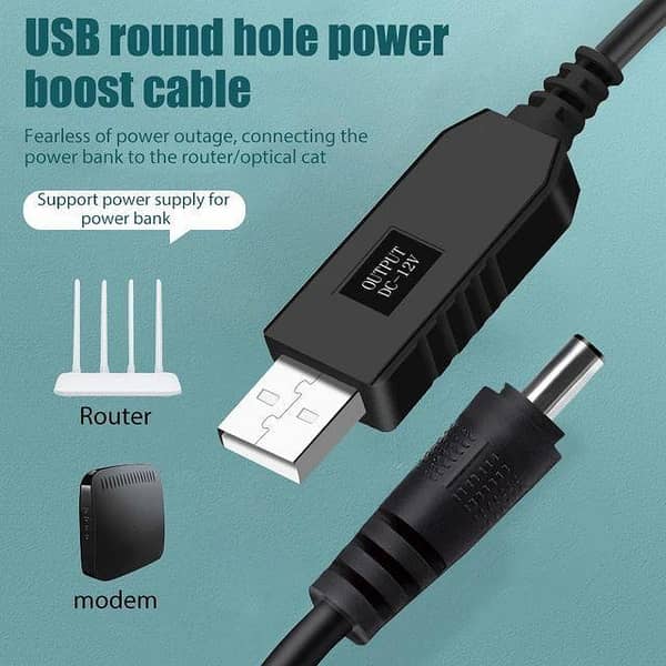 USA Original Router Power Bank Cable Converter | USB 5V to 12V DC Boost Step Up Cable for WiFi Router, Light Cat, Desk Lamp, Small Fan | Fast Charging & Eco-Friendly Material CABLE CONVERTER