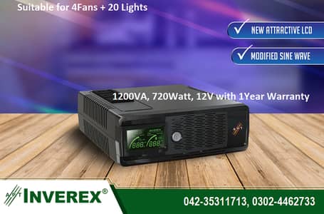 Inverex 1200VA 720watt single battery UPS with 1 Year Warranty