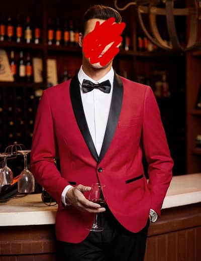 Coat COOFANDY Red Tuxedo jacket with bow