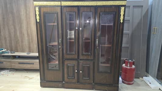Classic Wooden Display Cabinet with Glass Doors