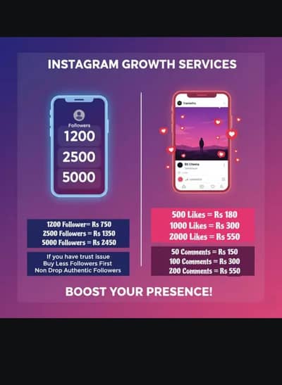 INSTAGRAM FOLLOWES LIKES AND COMMENTS FOR SALE