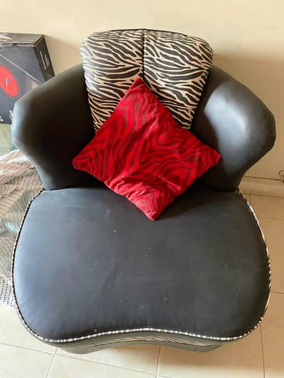 Black Leather 5 seater Sofa Set