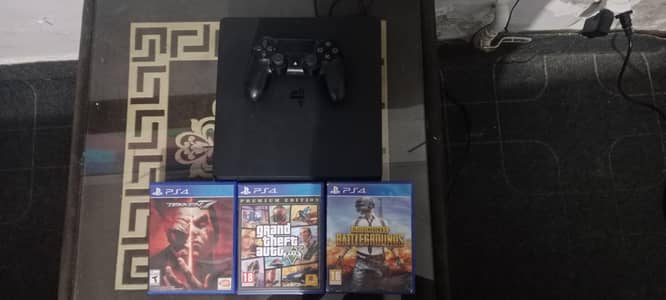 playstation 4 slim with wireless controller