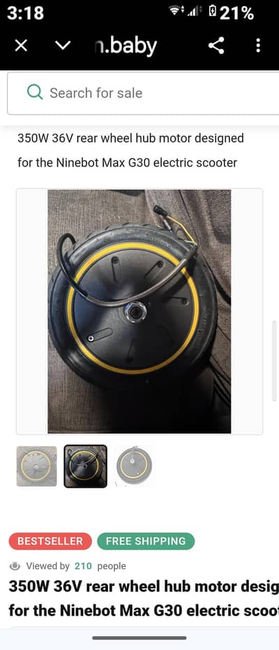 350v  350w ninibot max g 30  including tyre and tube.  new. not used