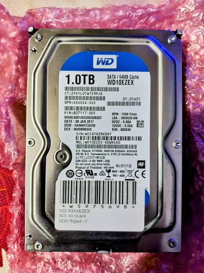 Western Digital Blue WD10EZEX Hard Drive, 1TB, 64MB Cache, 7200 RPM