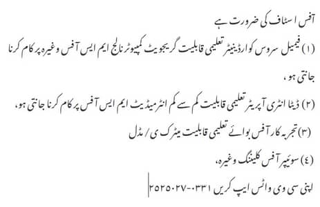 فوری ضرورت ہے.