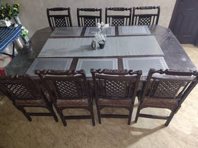 Solid Wood dinning table with 8 chairs