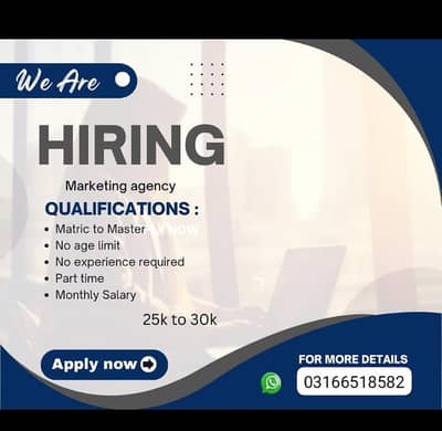 male and female staff required home based, part time, full time, job