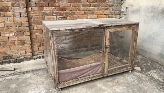 hard wood big size cage for hen or birds with moveable tyres