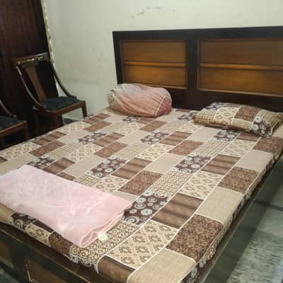 Bed for sale with side tables and curtains