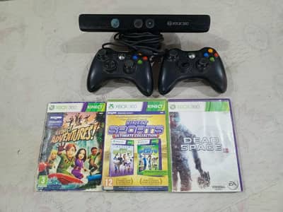 Xbox 360 Kinect + 2 wireless controllers + 4 games for urgent sale