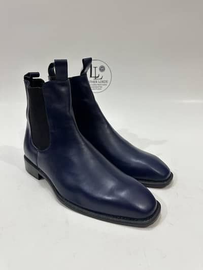 Handmade Mens Blue Chelsea Boots