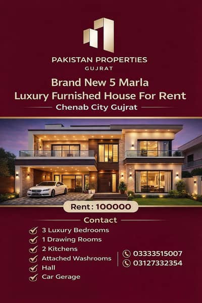 Brand New 5 Marla Luxury Furnished House For Rent Chenab City, Gujrat