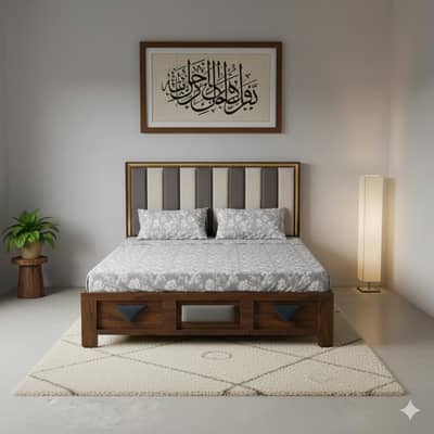 Slightly used king size bed with mattress |likely new bed