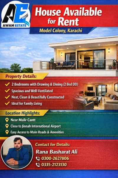 House for rent in model colony Karachi.