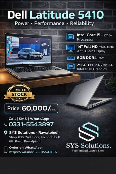 Dell Latitude 5410 – Core i5 10th Gen | 8GB | 256GB SSD | FHD