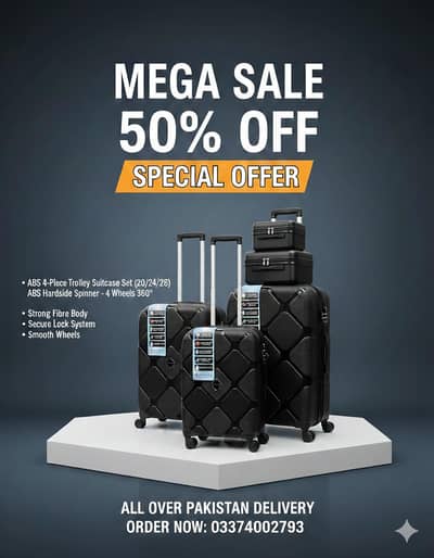 Full unbreakable 4 piece luggage bags