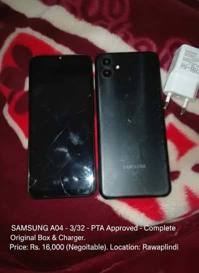 Samsung Galaxy A04 (3/32) - PTA Approved - Full Box & Original Charger
