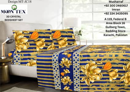 3D Crystal Bed Sheet Set  King Size 3D Bed Sheet  Cotton Bed Sheets