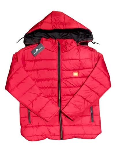 RED PUFFER HOODED