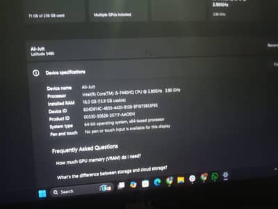 Dell lantitude 5480 i5 7gen with 2gp graphic card 16gb ram 256gb SSD