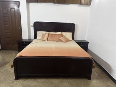 Wooden Bed set with dresser