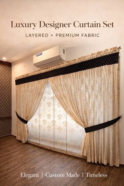 Designer Layer Curtain Set – Mint Condition | Large Size