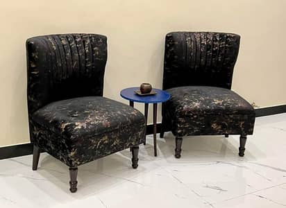 Sofa Chairs// pair of Chairs //Coffee Chairs With table//Wooden Chair