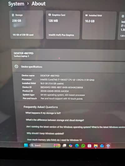 Microsoft surface laptop 3