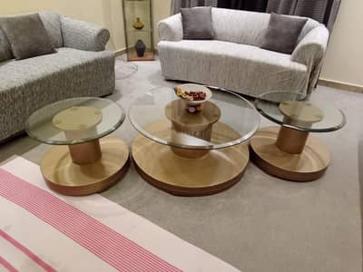 3 Pcs Coffee Table Slightly Used with High quality Glass