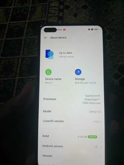 Oppo Reno 4 8gb 128gb normal condition