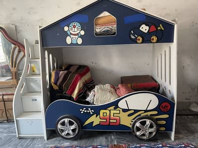 Kids Car Bed with Storage & Ladder – Good Condition